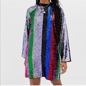 ASOS- Collusion rainbow sequin mini dress -